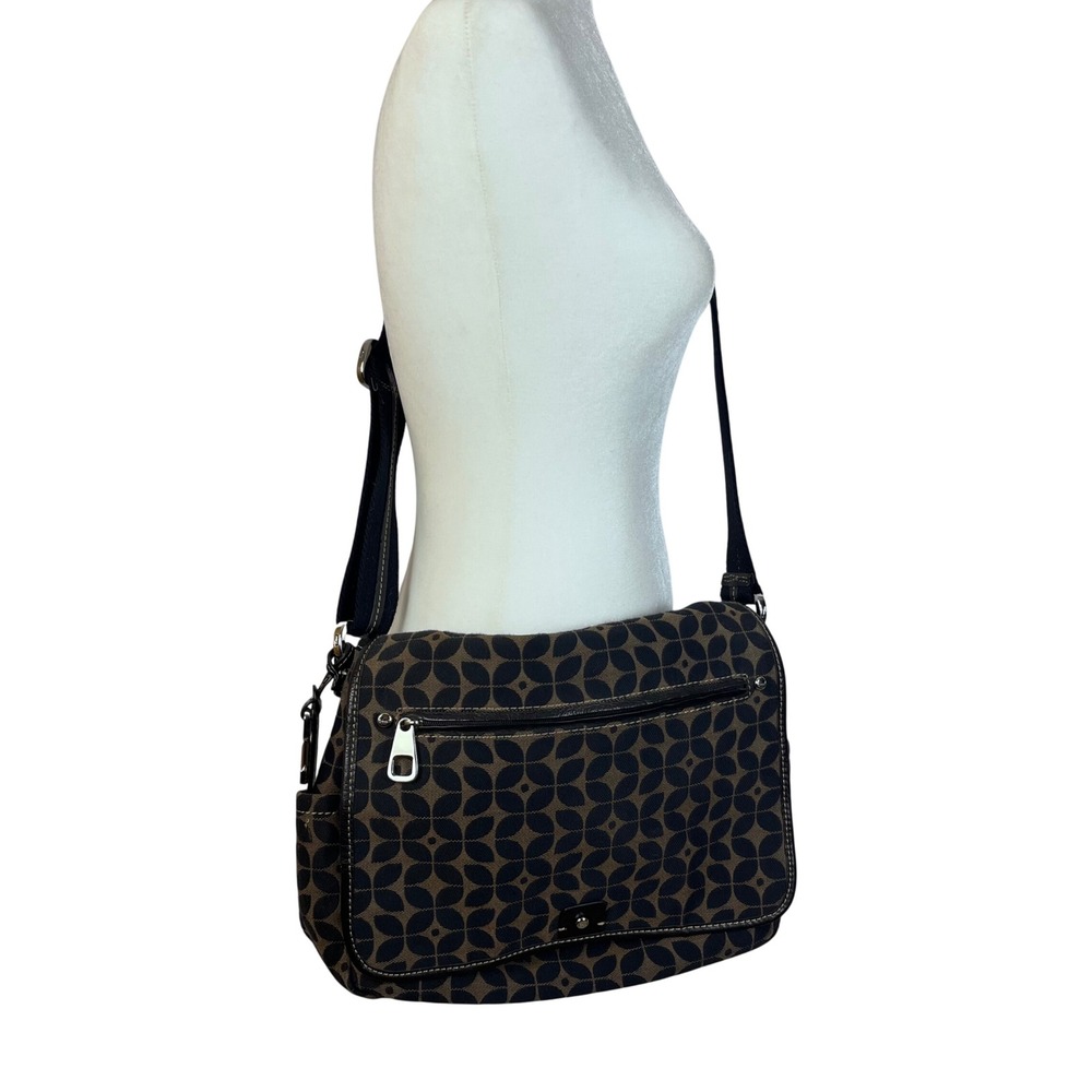 Fossil Messenger Marlow Flap Bag Brown Black Geometric‎ Print (tru690)